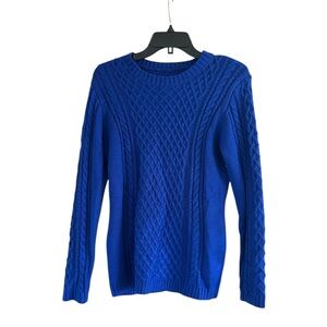 Cable Knit Blue Size Medium Long Sleeve Sweater